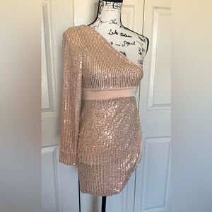 Rose Gold Sequin Special Occasion Dress